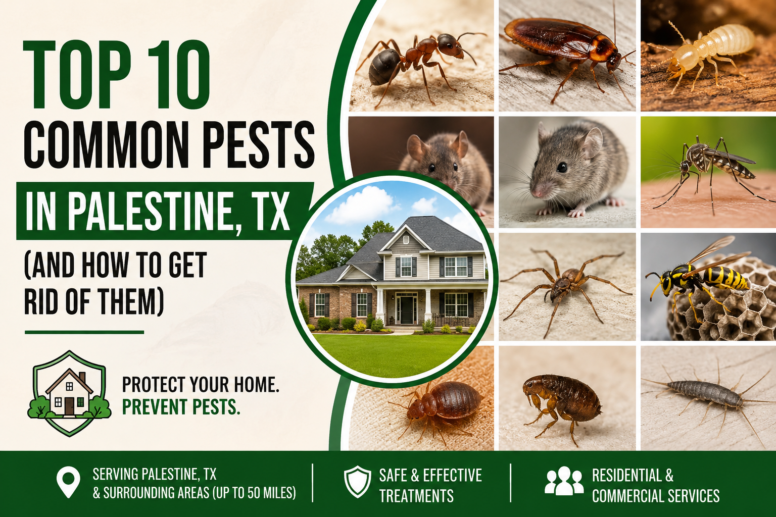 Top 10 Common Pests in Palestine, TX (And How to Get Rid of Them)